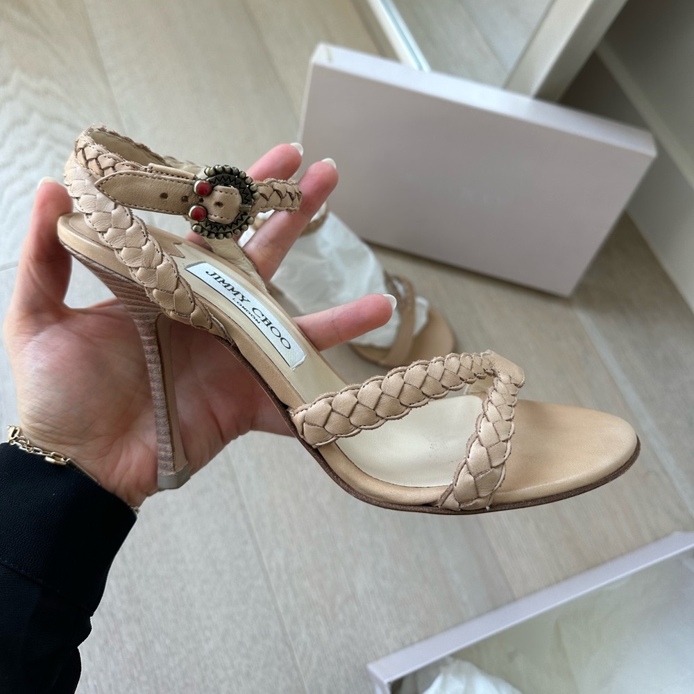 EUC Jimmy Choo Nude Strappy Heeled Sandals 39.5 - Picture 3 of 13
